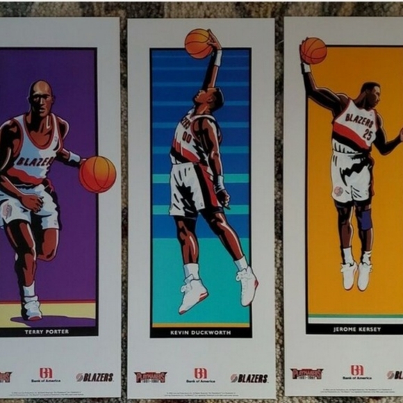 Vintage Portland Trail Blazers 18" x 7" Print Set of 5 1991-92 Playmakers - Picture 11 of 12